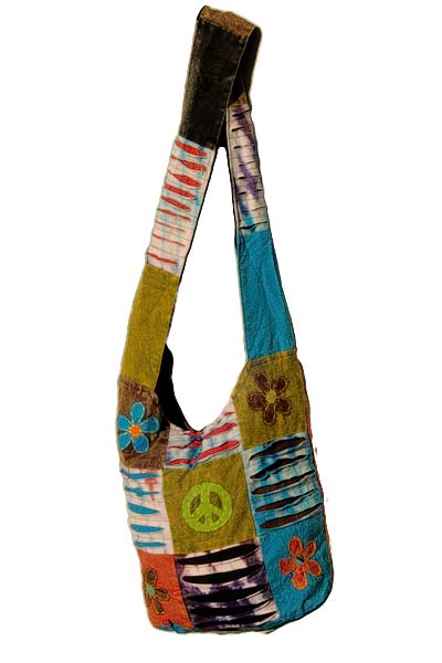 Ethnic hippy bag with ripped panels | HuB Collection